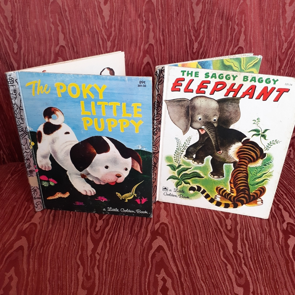 LITTLE GOLDEN BOOK THE PORKY LITTLE PUPPY AND THE SAGGY BAGGY ELEPHANT